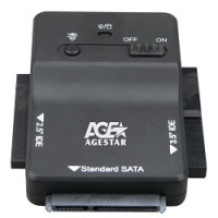 AgeStar 3FBCP1, Переходник 2.5"SSD+ 2.5"/3.5"IDE+ 2.5"/3.5"SATA->USB3.0 пластик, черный, BackUp, блок питания