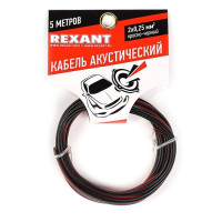 Rexant 01-6101-3-05 Кабель акустический, ШВПМ 2х0.25 мм2, красно-черный, 5 м. (5 шт в уп)