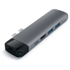Satechi [ST-TCPHEM] Адаптер USB Aluminum Pro Hub with Ethernet & 4K HDMI). Цвет серый космос