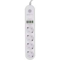 ARTSTYLE CL-4432W Сетевой фильтр, белый (с функцией умной зарядки, 220V, 2200W, 4 гнезда, 4 usb-порта)