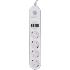 ARTSTYLE CL-4432W Сетевой фильтр, белый (с функцией умной зарядки, 220V, 2200W, 4 гнезда, 4 usb-порта)
