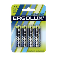 Ergolux LR6 Alkaline BL-4 (LR6 BL-4, батарейка,1.5В) (4 шт. в уп-ке)