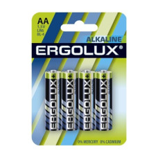 Ergolux LR6 Alkaline BL-4 (LR6 BL-4, батарейка,1.5В) (4 шт. в уп-ке)