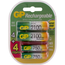 Аккумулятор GP 210AA/75AAAHCFR-2CR8 2100mAh AA 4шт + 750mAh AAA 4шт