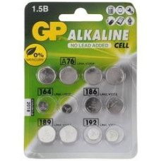 GP ACM01-CR12 12/1440 (Набор дисковых батареек, 12 шт. в уп-ке) {Количество в упаковке — 12 (2 x LR41 (192), 2 x LR43 (186), 4 x LR44 (A76), 2 x LR54 (189), 2 x LR60 (164))}