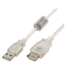 Cablexpert Кабель удлинитель USB2.0 Pro, AM/AF, 1,8м, экран, 2 феррит.кольца, прозрачный (CCF-USB2-AMAF-TR-6)