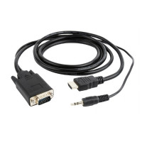 Cablexpert Кабель HDMI-VGA 19M/15M + 3.5Jack, 1.8м, черный, позол.разъемы, пакет (A-HDMI-VGA-03-6)