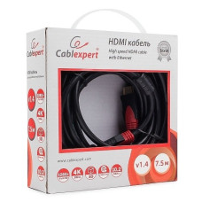 Кабель HDMI Cablexpert, серия Silver, длина 7,5 м, v1.4, M/M, позол.разъемы, феррит. кольца, коробка (CC-S-HDMI03-7.5M)