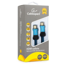 Кабель HDMI Cablexpert, серия Gold, 4,5 м, v1.4, M/M, синий, позол.разъемы, алюминиевый корпус, нейлоновая оплетка, коробка (CC-G-HDMI01-4.5M)