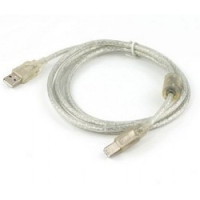 Cablexpert Кабель USB 2.0 Pro, AM/BM, 2м, экран, 2 феррит.кольца, прозрачный (CCF-USB2-AMBM-TR-2M)