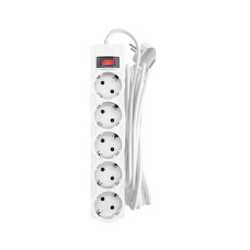 CBR Сетевой фильтр CSF 2505-1.8 White PC, 5 евророзеток, длина кабеля 1,8 метра, цвет белый (пакет)