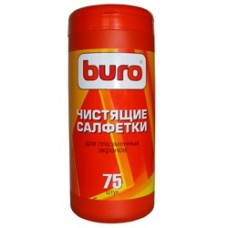 Туба с чистящими салфетками BURO BU-TPSM, для ухода за плазменными экранами, 75 шт. [817438]
