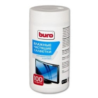 Салфетки BURO BU-Tscrl для экранов ЭЛТ мониторов/плазменных/ЖК телевизоров/мониторов с покрытием из стекла туба 100шт влажных [817440]
