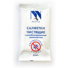 Антибактериальные салфетки для поверхностей NV-Office, мягкая упаковка, 180х110 мм,15шт
