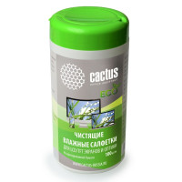Салфетки Cactus CS-1001PE для экранов и оптики туба 100шт влажных