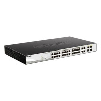 D-Link DGS-1210-28P/F3A Настраиваемый L2 коммутатор с 24 портами 10/100/1000Base-T и 4 комбо-портами 100/1000Base-T/SFP (24 порта PoE 802.3af/at, PoE-бюджет 193 Вт)