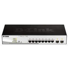 D-Link DGS-1210-10P/F3A Настраиваемый L2 коммутатор с 8 портами 10/100/1000Base-T и 2 портами 1000Base-X SFP (8 портов PoE 802.3af/at, PoE-бюджет 65 Вт)