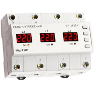 DigiTOP Vp-3F40A Реле напряжения трехфазное на DIN-рейку, 50-400В, макс. 50А, 5-600 сек.