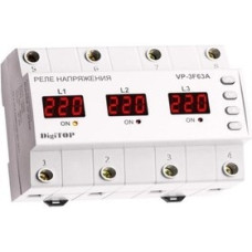 DigiTOP Vp-3F63A Реле напряжения трехфазное на DIN-рейку, 50-400В, макс. 80А, 5-600 сек.