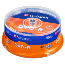 Оптический диск DVD-R Verbatim 4,7Gb 16x CakeBox (43522) 25шт