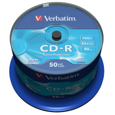 Оптический диск CDR Verbatim DL 700Mb 52x CakeBox 43351 50шт