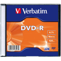 Оптический диск DVD-R Verbatim 4,7Gb 16x SlimCase (43547) 20шт