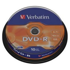 ОПтический диск DVD-R Verbatim 4,7Gb 16x CakeBox (43523) 10шт