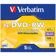 Оптический диск DVD+RW Verbatim 4.7ГБ 4x JewelBox ( 43229 ) 5шт.