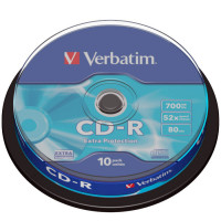 Оптический диск CDR Verbatim DL 700Mb 52x CakeBox (43437) 10шт