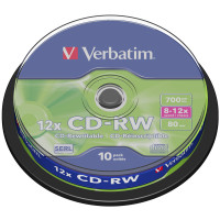 Оптический диск CDRW Verbatim DataLifePlus 700Mb 8-12x CakeBox (43480) 10шт