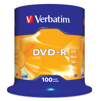 Оптический диск DVD-R Verbatim 4,7Gb 16x CakeBox (43549) 100шт
