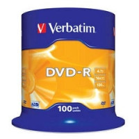 Verbatim Диски DVD-R 4.7Gb 16-х, 100 шт, Cake Box (43549)