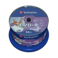 Verbatim Диски DVD+R 4.7Gb 16-х, Wide Photo InkJet Printable, 50 шт, Cake Box (43512 )