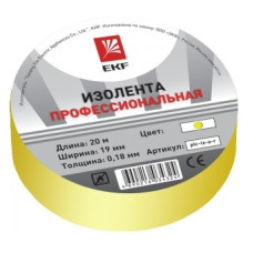 EKF plc-iz-a-y Изолента класс А (профессиональная) (0,18х19мм) (20м.) желтая EKF PROxima