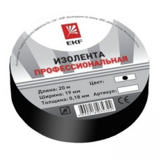 EKF plc-iz-a-b Изолента класс А (профессиональная) (0,18х19мм) (20м.) черная EKF PROxima
