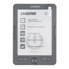 Digma K1 6" E-ink HD Pearl 758x1024 600MHz 128Mb/4Gb/SD/microSDHC темно-серый(1389695)