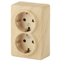 Эра Б0020693 11-2205-11 Розетка 2 х 2P+E Schuko, 16АХ-250В, ОУ, Эра Эксперт, сосна