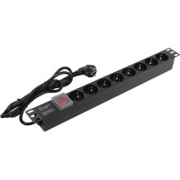 Exegate EX280841RUS Блок розеток ExeGate ServerPro PDU-19H802 Al-8S-EU1.8-SW, 19",1U,алюм, 8Schuko, евровилка, 1.8м