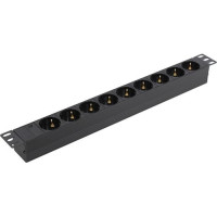 Exegate EX280847RUS Блок розеток ExeGate ServerPro PDU-19H901 Al-9S-C14, 19",1U,алюм, 9Schuko, С14