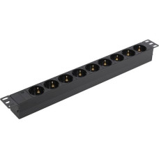 Exegate EX280847RUS Блок розеток ExeGate ServerPro PDU-19H901 Al-9S-C14, 19",1U,алюм, 9Schuko, С14