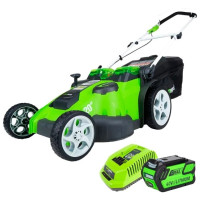Greenworks Газонокосилка аккумуляторная G40LM49DBK4, TwinForce, {40V, 49 см, c 1хАКБ 4 А.ч и ЗУ} [2500207VB]