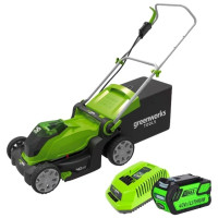 Greenworks Газонокосилка аккумуляторная G40LM41K4, { 40V, 40 см, c 1хАКБ 4 А.ч и ЗУ} [2504707VB]