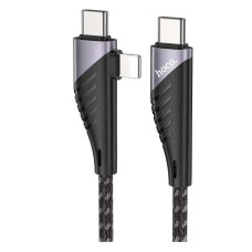 HOCO HC-41486 U95/ кабель 2-in-1: Type-C-Type-C + Lightning/ 1.2m/ 60W/ Нейлон/ Black