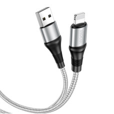 HOCO HC-34204 X50/ USB кабель Lightning/ 1m/ 2.4A/ Нейлон/ Gray