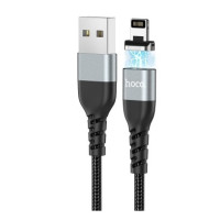 HOCO HC-42186 U96/ USB кабель Lightning/ Магнитный: данные + зарядка/ 1.2m/ 2.4A/ Нейлон/ Black