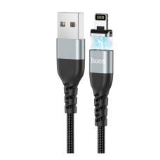 HOCO HC-42186 U96/ USB кабель Lightning/ Магнитный: данные + зарядка/ 1.2m/ 2.4A/ Нейлон/ Black