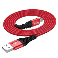 HOCO HC-10536 X38/ USB кабель Lightning/ 1m/ 2.4A/ Нейлон/ Red