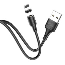 HOCO HC-35522 X52/ USB кабель Lightning/ Магнитный: только зарядка/ 1m/ 2A/ Нейлон/ Black