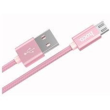 HOCO HC-32212 X2/ USB кабель Micro/ 1m/ 2.4A/ Нейлон/ Rose Gold