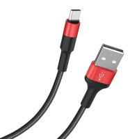 HOCO HC-80251 X26/ USB кабель Type-C/ 1m/ 2A/ Нейлон/ Black&Red